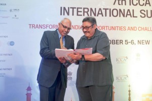 ICCA president Ashok Sharma (left) and Luthra & Luthra founder and managing partner Rajiv Luthra share a moment